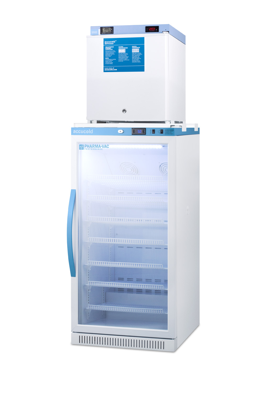 Compact medical/scientific all-freezer with digital thermostat, NIST calibrated thermometer/alarm, and front lock